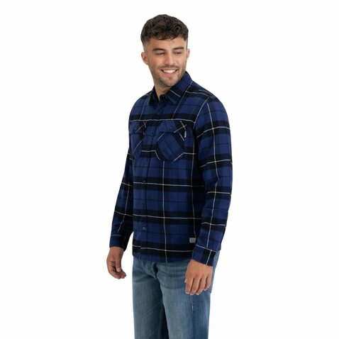 Flanelová košeľa Vintage Industries Sem Kobalt Che