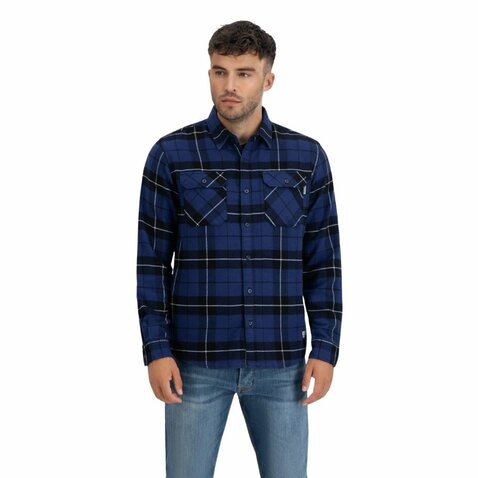 Flanelová košeľa Vintage Industries Sem Kobalt Che