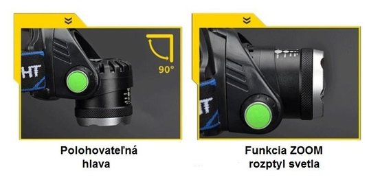 Čelovka ZOOM XML-T6 nabíjateľná Čelovka ZOOM XML-T6 nabíjateľná