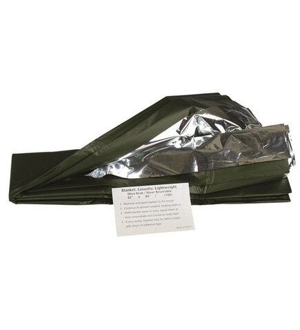 Pătură de urgență acoperită cu aluminiu olive