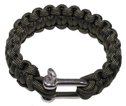 Náramok "PARACORD" s kovovou karabínou olive 2,3cm Náramok "PARACORD" s kovovou karabínou olive 2,3cm