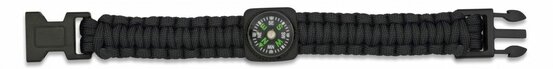Brățară paracord cu busolă neagră