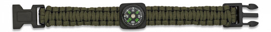 Brățară paracord cu busolă olive