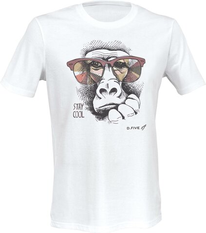 Tricou Defcon5 Monkey with glasses alb