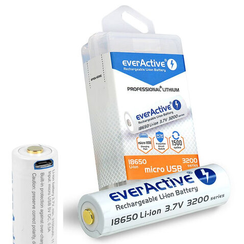 Baterie reîncărcabilă USB 18650 EverActive 3200mAh