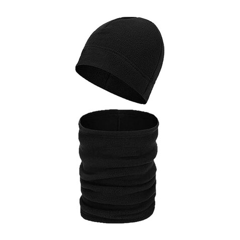 Căciulă Beanie cu fular multifuncțional negru