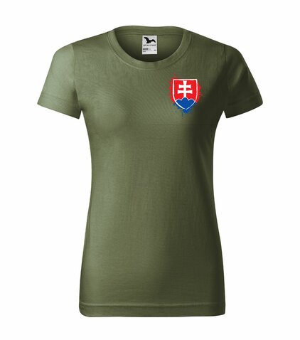 Tricou damă cu stema Slovaciei olive