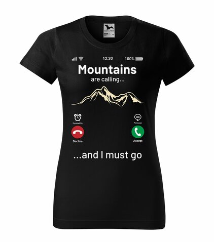Tricou damă Mountains are calling negru