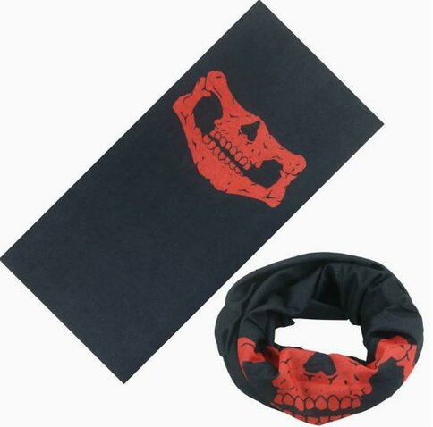 Multifunkčná šatka Skull čierno-červená