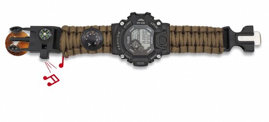 Ceas digital cu paracord Barbaric 6 în 1 survival coyote