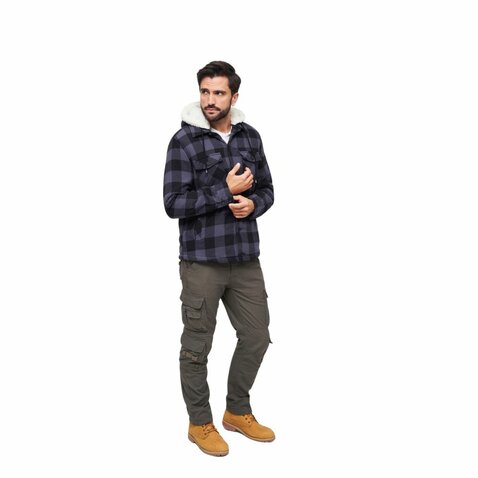 Bunda Brandit Lumberjacket s kapucňou sivá/čierna