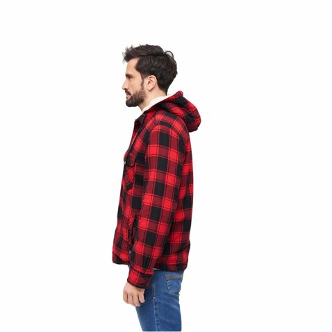 Bunda Brandit Lumberjacket s kapucňou červená/čier