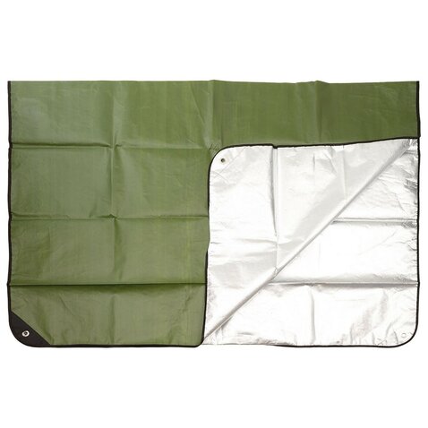 Pătură de urgență acoperită cu aluminiu olive