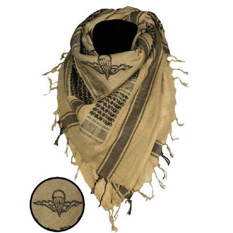 Eșarfă Shemag Paratrooper bej-negru