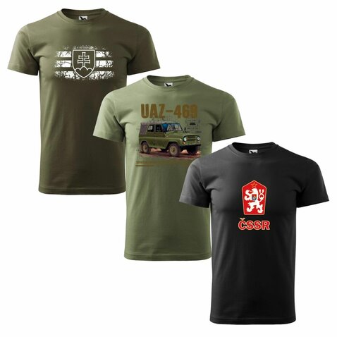 Tricou set promoțional 3x - SVK emblemă + UAZ + CSSR