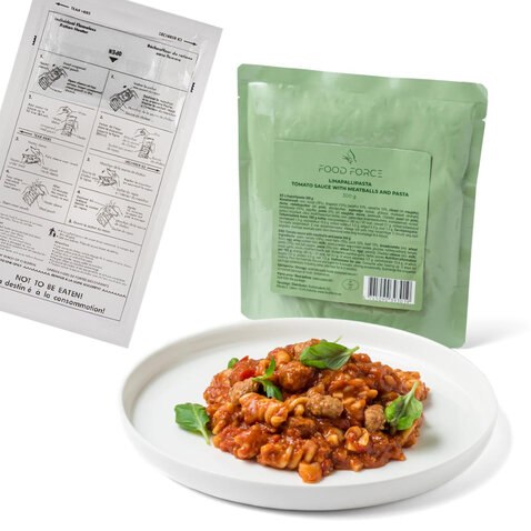 Hotové MRE jedlo s ohrevom Mäsové guľky s paradajk