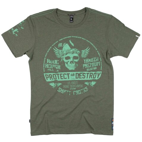 Tričko Yakuza Premium 3018 Protect Destroy olive Tričko Yakuza Premium 3018 Protect Destroy olive