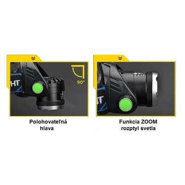 Čelovka ZOOM XML-T6 nabíjateľná Čelovka ZOOM XML-T6 nabíjateľná