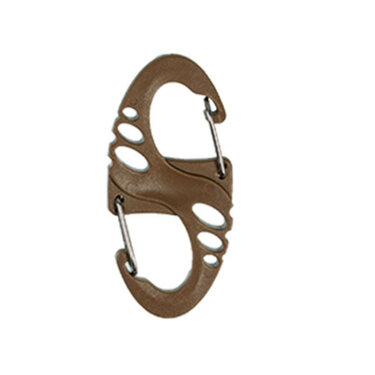 Clip outdoor tip carabină în formă de S – 4,9 cm, coyote (set 10 bucăți)