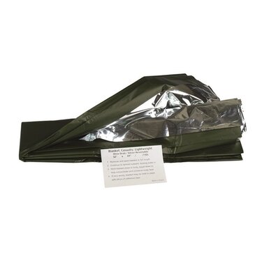 Pătură de urgență acoperită cu aluminiu olive