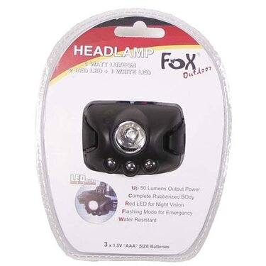 Svietidlo čelové 1W Luxeon / 1 LED white + 2 LED r