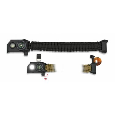 Brățară Paracord Survival cu lumină neagră