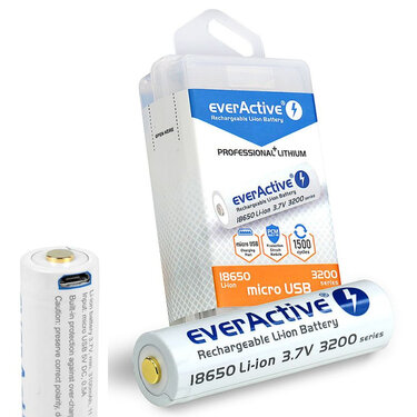 Baterie reîncărcabilă USB 18650 EverActive 3200mAh