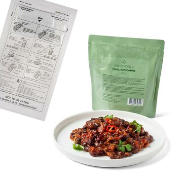 Hotové MRE jedlo s ohrevom Chilli sin Carne