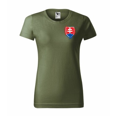 Tricou damă cu stema Slovaciei olive