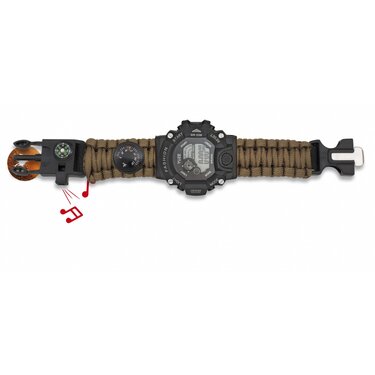 Ceas digital cu paracord Barbaric 6 în 1 survival coyote