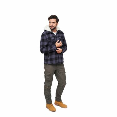 Bunda Brandit Lumberjacket s kapucňou sivá/čierna
