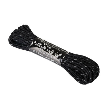 Frânghie Paracord 550 Atwood 50ft neagră (reflectorizantă)