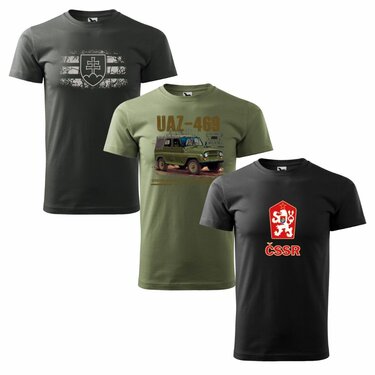 Tricouri - set promoțional 3 bucăți: SVK simbol grey + UAZ + ČSSR