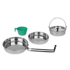 Set veselă camping (3x inox + 1 pahar din plastic)