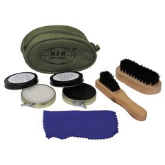 Set pentru lustruit încălțămintea (cremă, aplicator, perie, lavetă)