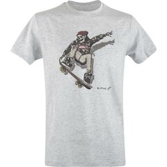 Tricou Defcon5 Skull with Skateboard gri