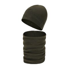 Căciulă Beanie cu eșarfă multifuncțională olive